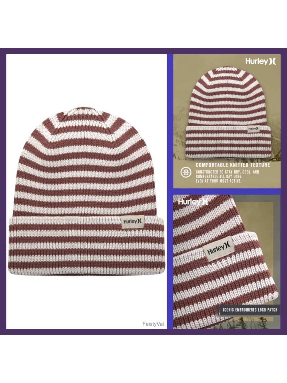Cable Knit Beanie Winter Hat Stretch Knit Cuff Women's Cold Weather